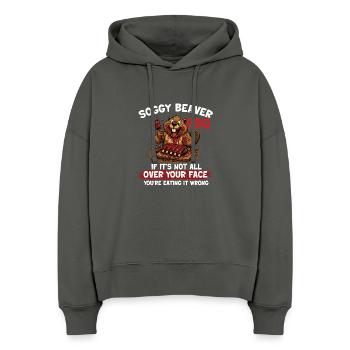 Weicher Biber-BBQ Lustiger Pitmaster - Stanley/Stella Boxy Frauen Bio Hoodie Nora - Anthrazit - Vorne