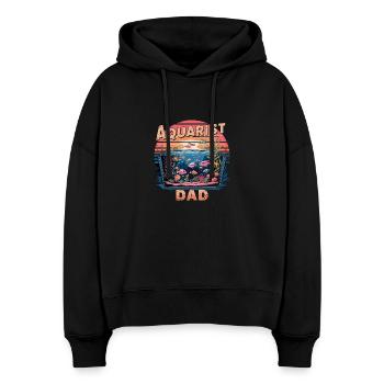 Motif drôle de père aquariophile Papa aquarium pour - Sweat à capuche bio Nora coupe boxy Stanley/Stella Femme - noir - Devant
