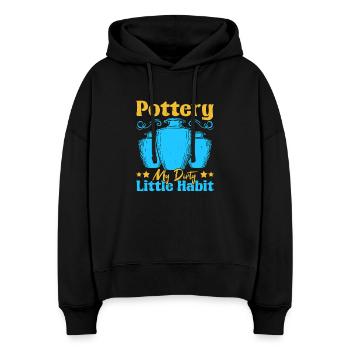 Cadeaux pour les potiers Poterie Sale habitude - Sweat à capuche bio Nora coupe boxy Stanley/Stella Femme - noir - Devant