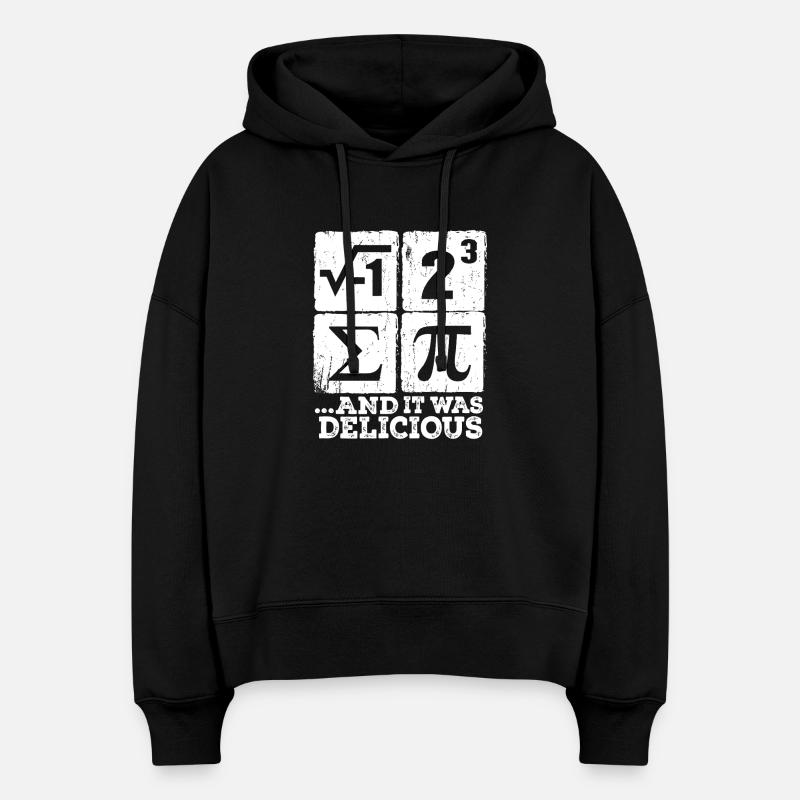 Pi, i et Sigma : Maths délicieuses - Sweat à capuche bio Nora coupe boxy Stanley/Stella Femme - noir