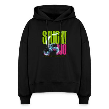 COINCÉ ! Bouclier 100 fissuré - Sweat à capuche bio Nora coupe boxy Stanley/Stella Femme - noir - Devant