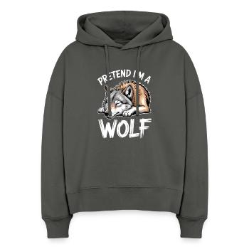 Wolf Sayings Wolves Funny Wolf Gift - Stanley/Stella Boxy Women Organic Hoodie Nora - anthracite - Front