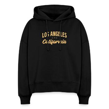 Los Angeles, Californie Écriture Vintage - Sweat à capuche bio Nora coupe boxy Stanley/Stella Femme - noir - Devant