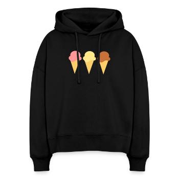 Eis Eiscreme Erdbeereis Vanilleeis Schokoeis - Stanley/Stella Boxy Frauen Bio Hoodie Nora - Schwarz - Vorne