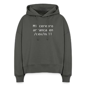 My brain starts in /dev /null - Stanley/Stella Boxy Women Organic Hoodie Nora - anthracite - Front