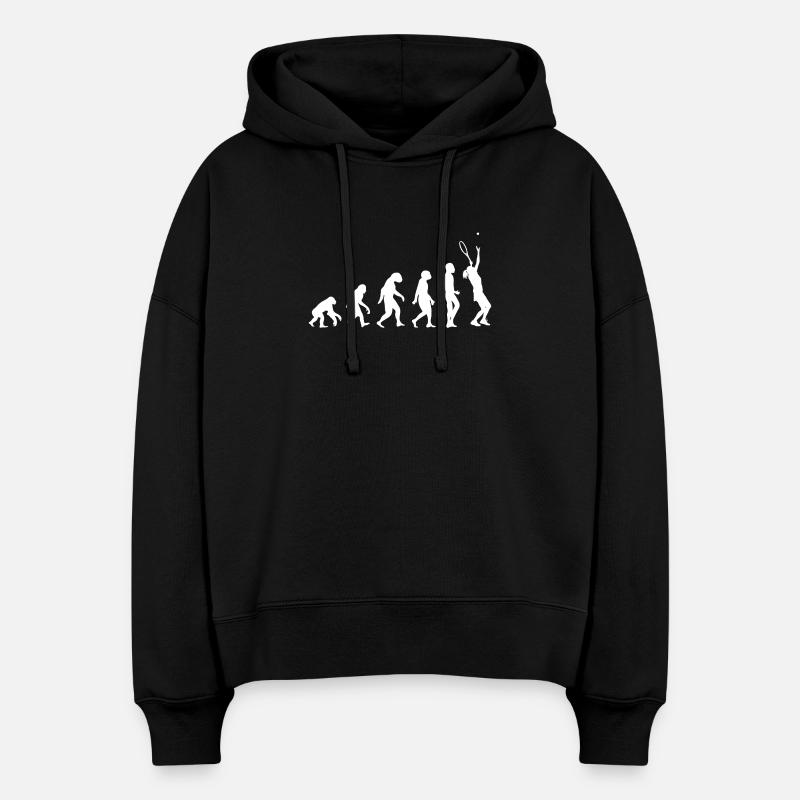 Évolution du tennis - Sweat à capuche bio Nora coupe boxy Stanley/Stella Femme - noir