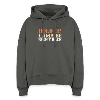 Attends, lama reviens tout de suite. - Sweat à capuche bio Nora coupe boxy Stanley/Stella Femme - charbon - Devant