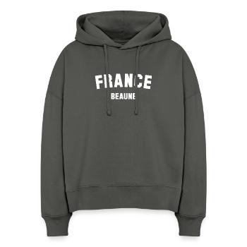 BEAUNE France Frankreich - Sweat à capuche bio Nora coupe boxy Stanley/Stella Femme - charbon - Devant