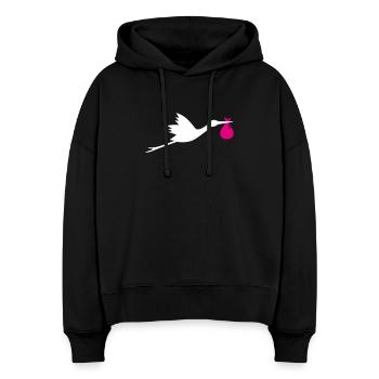 Cigogne Cigogne Fille - Sweat à capuche bio Nora coupe boxy Stanley/Stella Femme - noir - Devant