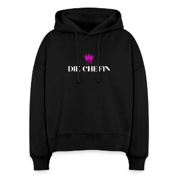 Die Chefin Krone Chefin Geschenke - Stanley/Stella Boxy Damer Øko Hoodie Nora - sort - Foran