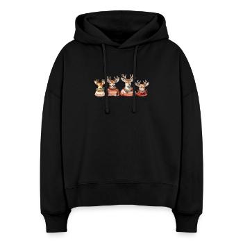 Rentierquartett Strickpullover - Stanley/Stella Boxy Frauen Bio Hoodie Nora - Schwarz - Vorne