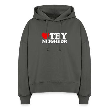 Liebe deinen Nächsten – Christlicher Glaube –Jesus - Stanley/Stella Boxy Frauen Bio Hoodie Nora - Anthrazit - Vorne