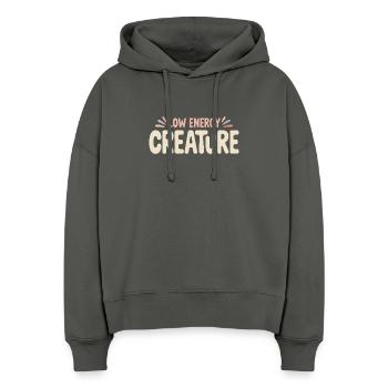 Energie niedrig | Entspannter Tierhumor - Stanley/Stella Boxy Frauen Bio Hoodie Nora - Anthrazit - Vorne