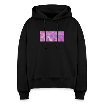 Farbstrudel Neon Wellen - Stanley/Stella Boxy Frauen Bio Hoodie Nora - Schwarz - Vorne