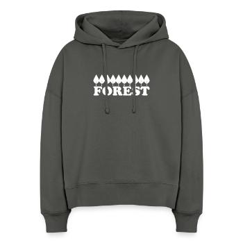 Forêt - Sweat à capuche bio Nora coupe boxy Stanley/Stella Femme - charbon - Devant