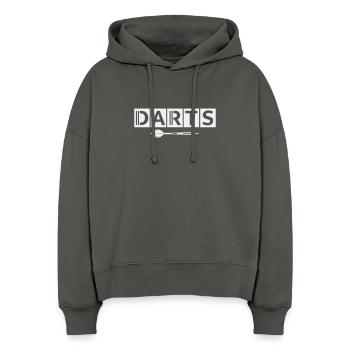 Darts Motiv mit Pfeil-Detail - Stanley/Stella Boxy Frauen Bio Hoodie Nora - Anthrazit - Vorne