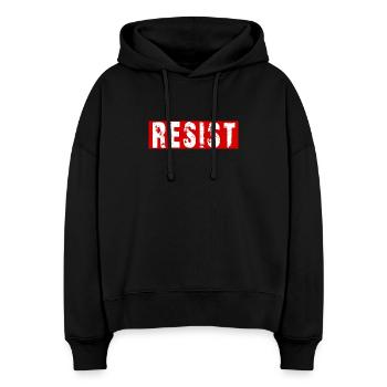 Résister à la typographie de protestation en détresse - Sweat à capuche bio Nora coupe boxy Stanley/Stella Femme - noir - Devant