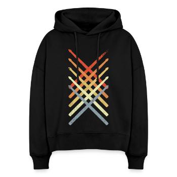 Drumsticks Drawing - Stanley/Stella Boxy Women Organic Hoodie Nora - black - Front