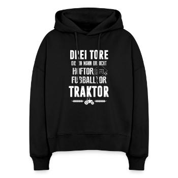 Landwirt 3 Tore - Stanley/Stella Boxy Frauen Bio Hoodie Nora - Schwarz - Vorne