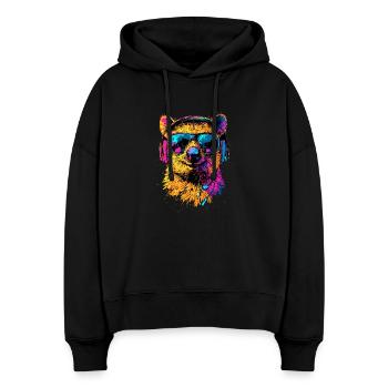 Quokka Sonnenbrille Regenbogen Australien Quokkas - Stanley/Stella Boxy Frauen Bio Hoodie Nora - Schwarz - Vorne