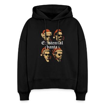 Pères Noël existentiels en lunettes de soleil - Sweat à capuche bio Nora coupe boxy Stanley/Stella Femme - noir - Devant