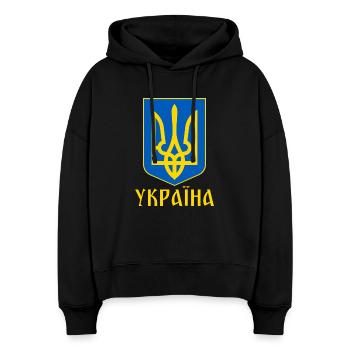UKRAINE - Sweat à capuche bio Nora coupe boxy Stanley/Stella Femme - noir - Devant