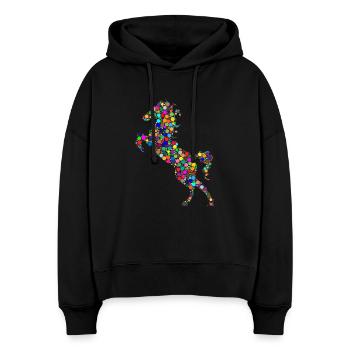 Cheval - Sweat à capuche bio Nora coupe boxy Stanley/Stella Femme - noir - Devant