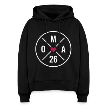 Oma 26 - Herz - Baby Ankündigung - Oma 2026 - Stanley/Stella Boxy Frauen Bio Hoodie Nora - Schwarz - Vorne