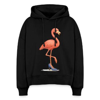 Lustiger Flamingo im Stöckelschuh - Stanley/Stella Boxy Frauen Bio Hoodie Nora - Schwarz - Vorne