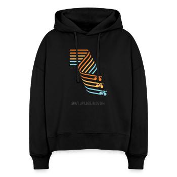 Shut up legs – Ride on Fahrrad Spruch Shirt - Stanley/Stella Boxy Frauen Bio Hoodie Nora - Schwarz - Vorne