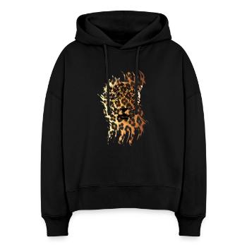 Leopard in Tarnung - Stanley/Stella Boxy Frauen Bio Hoodie Nora - Schwarz - Vorne