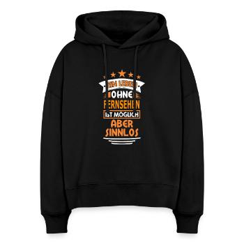 fernsehen - Stanley/Stella Boxy Frauen Bio Hoodie Nora - Schwarz - Vorne