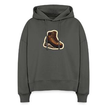 Wanderstiefel Patchstickerei - Stanley/Stella Boxy Frauen Bio Hoodie Nora - Anthrazit - Vorne