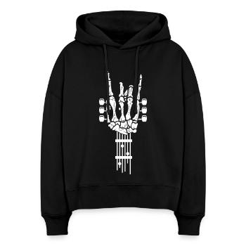 Rock Skelett Hand Musik Gitarre - Stanley/Stella Boxy Frauen Bio Hoodie Nora - Schwarz - Vorne
