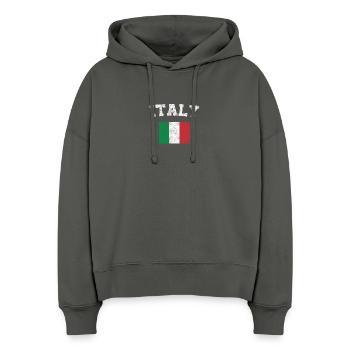 Italienische Flaggen-Hemd - Vintage Italien-T-Shirt - Stanley/Stella Boxy Frauen Bio Hoodie Nora - Anthrazit - Vorne