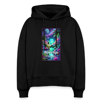 Parotonga Cook Islands vacation palm trees - Stanley/Stella Boxy Women Organic Hoodie Nora - black - Front