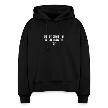 Lübeck Geocacher Globetrotter Geschenk - Stanley/Stella Boxy Frauen Bio Hoodie Nora - Schwarz - Vorne