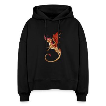 Goldener Drache - Stanley/Stella Boxy Frauen Bio Hoodie Nora - Schwarz - Vorne