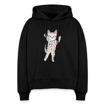 Grauer Bengal - Stanley/Stella Boxy Frauen Bio Hoodie Nora - Schwarz - Vorne