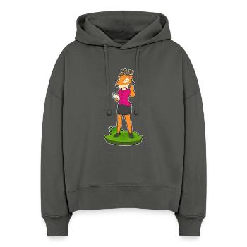 Deer Secretary Téléphone portable - Sweat à capuche bio Nora coupe boxy Stanley/Stella Femme - charbon - Devant