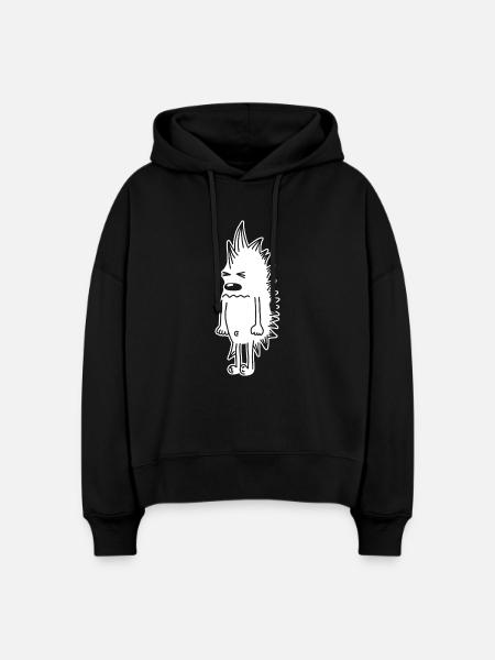 Mürrischer Igel – Kawaii Stachel Comic - Stanley/Stella Boxy Frauen Bio Hoodie Nora - Schwarz