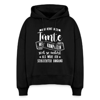 Man nennt mich Tante Geschenk - Stanley/Stella Boxy Frauen Bio Hoodie Nora - Schwarz - Vorne