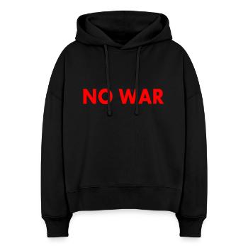 No war - Stanley/Stella Boxy Frauen Bio Hoodie Nora - Schwarz - Vorne