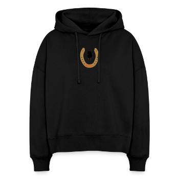 Hufeisen Friese - Stanley/Stella Boxy Frauen Bio Hoodie Nora - Schwarz - Vorne