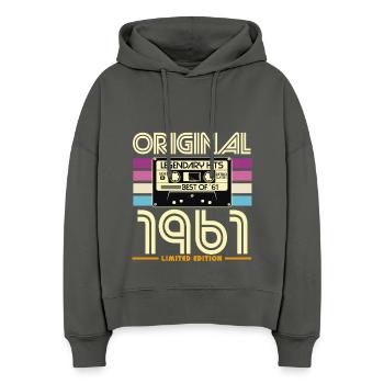 Original 1961 Cassette Rétro Edition - Sweat à capuche bio Nora coupe boxy Stanley/Stella Femme - charbon - Devant