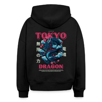 Japansk drage - asiatisk Tokyo-motiv - Stanley/Stella Boxy Damer Øko Hoodie Nora - sort - Bagpå