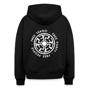 free tekno free party free people - Stanley/Stella Boxy Frauen Bio Hoodie Nora - Schwarz - Hinten
