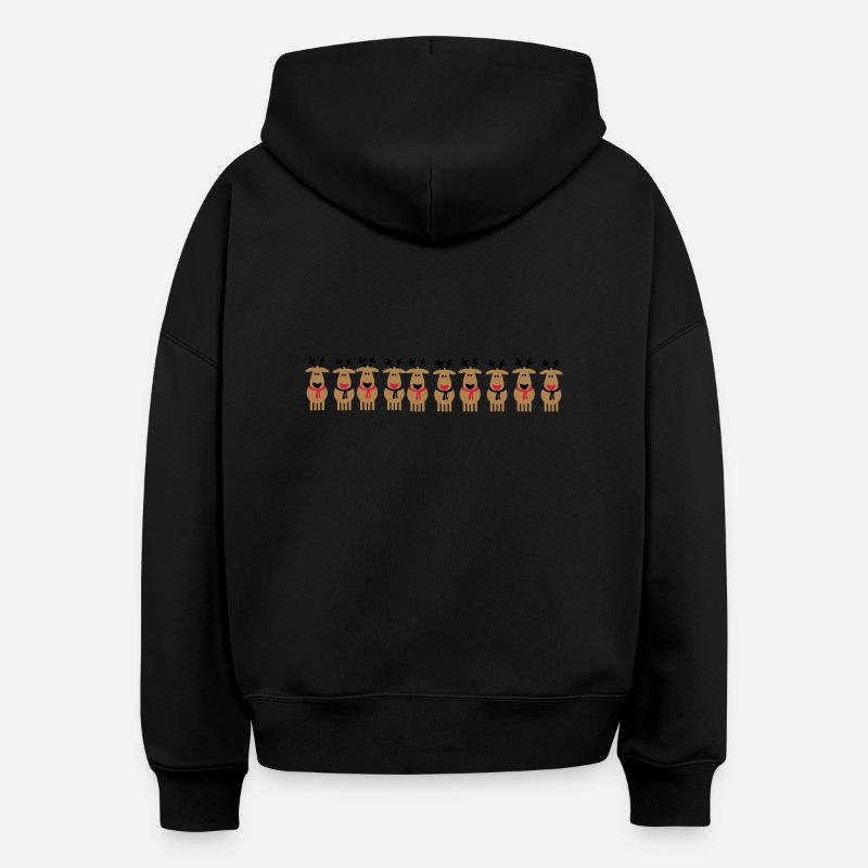rennes de Noël équipage - Sweat à capuche bio Nora coupe boxy Stanley/Stella Femme - noir