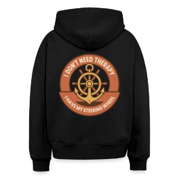 Lustiger Spruch Schiff-boot-kapitän Therapie - Stanley/Stella Boxy Frauen Bio Hoodie Nora - Schwarz - Hinten