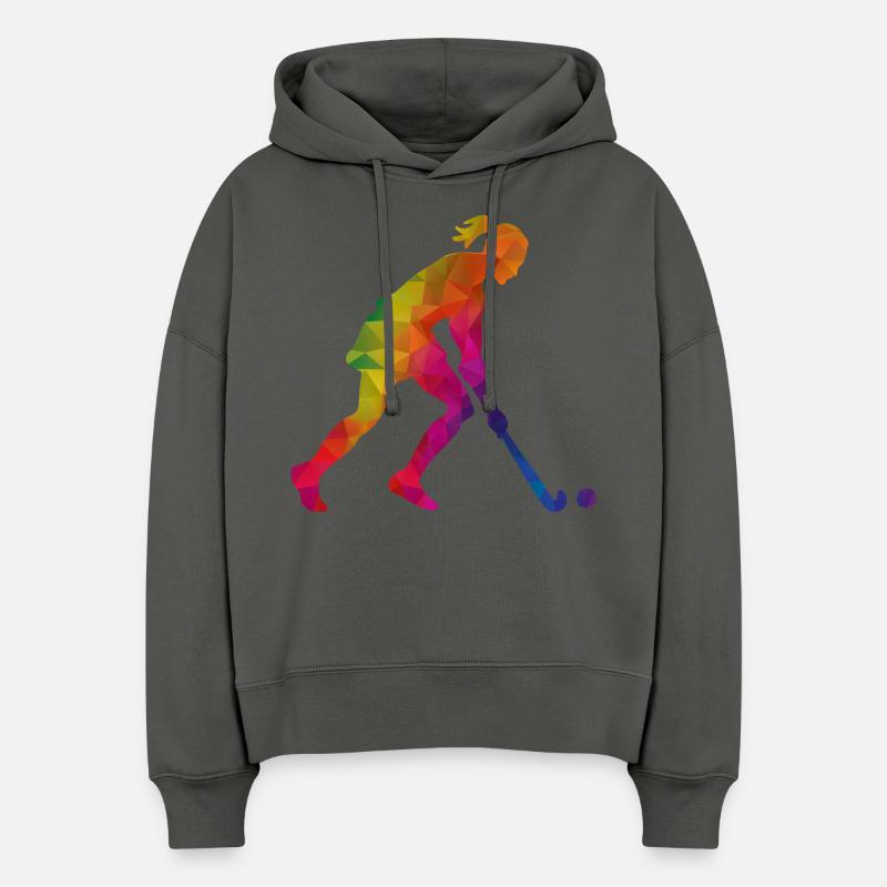 Hockeyeuse Joueuse De Hockey Coloré - Sweat à capuche bio Nora coupe boxy Stanley/Stella Femme - charbon